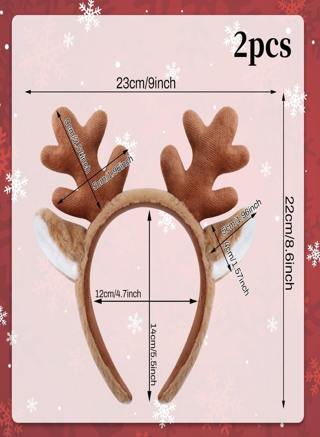 AEDOVE Reindeer Antlers Headband, Deer Ears Animal Ears Headband Deer Antlers Christmas Party Favor Headbands for Cosplay Accessories (Brown) - Image 2